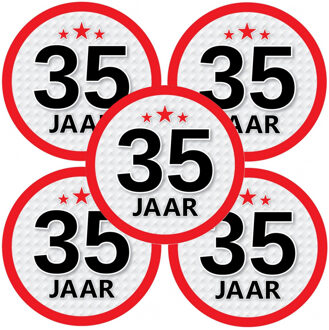 Bellatio Decorations 5x 35 Jaar leeftijd stickers rond 15 cm - 35 jaar verjaardag/jubileum versiering 5 stuks