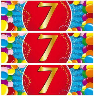 Bellatio Decorations 5x 7 Jaar leeftijd stickers 19 x 6 cm verjaardag versiering