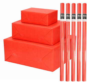Bellatio Decorations 5x - rollen cadeau Inpakpapier - rood - 200 x 70 cm - cadeaupapier