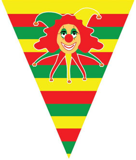 Bellatio Decorations 5x stuks carnaval thema vlaggenlijn slingers met clowntje - Feestartikelen/versieringen - 5 meter