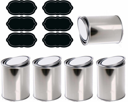 Bellatio Decorations 5x stuks lege blikken met deksel en krijt labels/etiketten