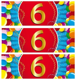 Bellatio Decorations 6 jaar leeftijd sticker - 10x - 19 x 6 cm - verjaardag - jubileum - versiering