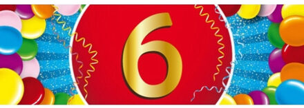 Bellatio Decorations 6 jaar leeftijd sticker - 19 x 6 cm - verjaardag - jubileum - versiering Multi