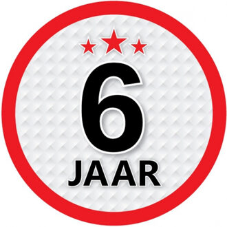 Bellatio Decorations 6 jaar leeftijd sticker - rond - Dia 15 cm - 6 jaar verjaardag - jubileum - leeftijd versiering Multi