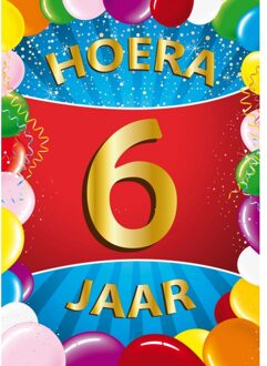 Bellatio Decorations 6 jaar mega deurposter 59 x 84 cm leeftijd verjaardag feestartikelen - Feestposters Multikleur