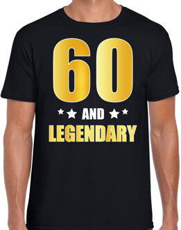 Bellatio Decorations 60 and legendary verjaardag cadeau t-shirt / shirt - zwart - gouden en witte letters - voor heren - 60 jaar verjaardag kado shirt / outfit 2XL