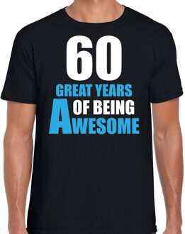 Bellatio Decorations 60 Great years of being awesome cadeau t-shirt zwart voor heren - 60 jaar verjaardag kado shirt / outfit 2XL