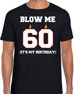 Bellatio Decorations 60 jaar cadeau t-shirt blow me its my birthday - zwart - heren - 60ste verjaardag kado XL