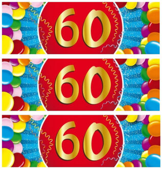 Bellatio Decorations 60 jaar leeftijd sticker - 10x - 19 x 6 cm - verjaardag - jubileum - versiering