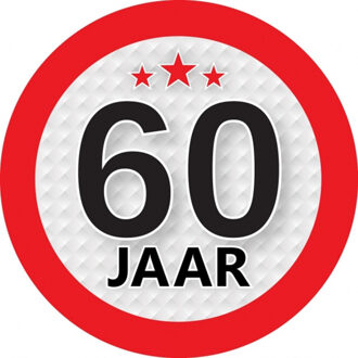 Bellatio Decorations 60 jaar leeftijd sticker - rond - Dia 9 cm - 60 jaar verjaardag - jubileum - leeftijd versiering