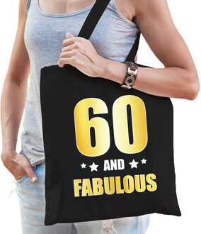 Bellatio Decorations 60 jaar verjaardag cadeau tasje - Legendary - zwart met gouden letters - dames - heren Goudkleurig