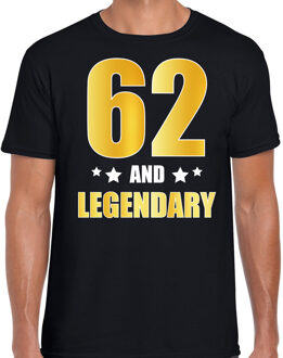 Bellatio Decorations 62 and legendary verjaardag cadeau t-shirt / shirt - zwart - gouden en witte letters - voor heren - 62 jaar verjaardag kado shirt / outfit 2XL