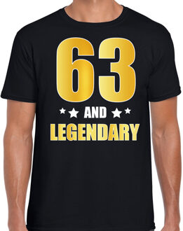 Bellatio Decorations 63 and legendary verjaardag cadeau t-shirt / shirt - zwart - gouden en witte letters - voor heren - 63 jaar verjaardag kado shirt / outfit XL