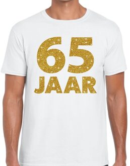 Bellatio Decorations 65 jaar goud glitter verjaardag/jubileum kado shirt wit heren 2XL