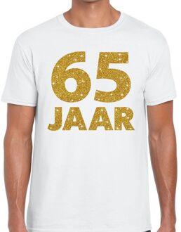 Bellatio Decorations 65 jaar goud glitter verjaardag/jubileum kado shirt wit heren