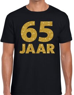 Bellatio Decorations 65 jaar gouden glitter tekst t-shirt zwart heren 2XL