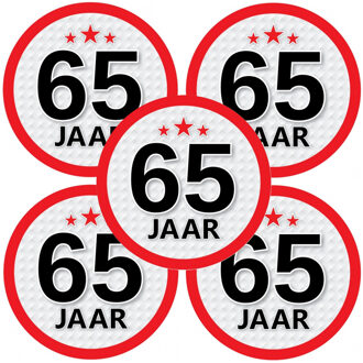 Bellatio Decorations 65 jaar leeftijd sticker - 10x - rond - Dia 15 cm - 65 jaar verjaardag - jubileum - leeftijd versier