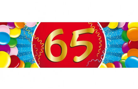 Bellatio Decorations 65 jaar leeftijd sticker - 19 x 6 cm - 65 jaar verjaardag - jubileum - versiering Multi