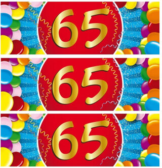 Bellatio Decorations 65 jaar leeftijd sticker - 5x - 19 x 6 cm - 65 jaar verjaardag - jubileum - versiering