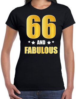 Bellatio Decorations 66 and fabulous verjaardag cadeau t-shirt / shirt - zwart - gouden en witte letters - voor dames - 66 jaar verjaardag kado shirt / outfit 2XL