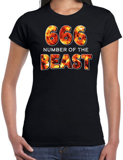 Bellatio Decorations 666 number of the beast horror shirt zwart voor dames - verkleed t-shirt L