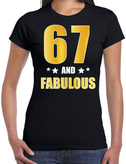 Bellatio Decorations 67 and fabulous verjaardag cadeau t-shirt / shirt - zwart - gouden en witte letters - voor dames - 67 jaar verjaardag kado shirt / outfit 2XL