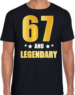 Bellatio Decorations 67 and legendary verjaardag cadeau t-shirt / shirt - zwart - gouden en witte letters - voor heren - 67 jaar verjaardag kado shirt / outfit 2XL