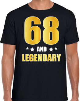 Bellatio Decorations 68 and legendary verjaardag cadeau t-shirt / shirt - zwart - gouden en witte letters - voor heren - 68 jaar verjaardag kado shirt / outfit 2XL