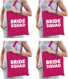 Bellatio Decorations 6x Bride Squad vrijgezellenfeest tasje roze/ goodiebag dames