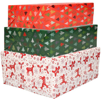 Bellatio Decorations 6x luxe kerst cadeaupapier rollen in 3-stijlen - Cadeaupapier