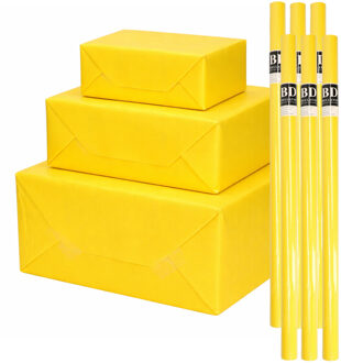 Bellatio Decorations 6x - rollen cadeau Inpakpapier - geel - 200 x 70 cm - cadeaupapier