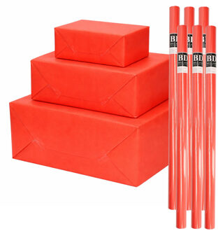 Bellatio Decorations 6x - rollen cadeau Inpakpapier - rood - 200 x 70 cm - cadeaupapier