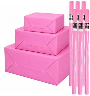 Bellatio Decorations 6x - rollen cadeau Inpakpapier - roze - 200 x 70 cm - cadeaupapier