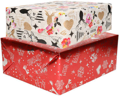 Bellatio Decorations 6x Rollen Kerst inpakpapier/cadeaupapier mixprint 250 x 70 cm - Cadeaupapier