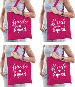 Bellatio Decorations 6x Vrijgezellenfeest Bride Squad tasje roze/ goodiebag dames