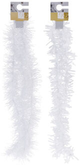 Bellatio Decorations 6x Witte folieslingers fijn 180 cm - Kerstversiering - Kerstboom decoraties