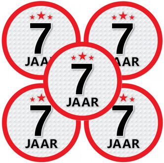 Bellatio Decorations 7 jaar leeftijd sticker - 10x - rond - Dia 15 cm - 7 jaar verjaardag - jubileum - leeftijd versierin