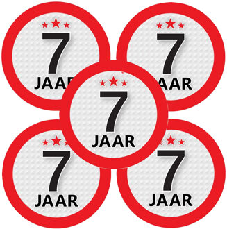 Bellatio Decorations 7 jaar leeftijd sticker - 10x - rond - Dia 9 cm - 7 jaar verjaardag - jubileum - leeftijd versiering