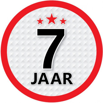 Bellatio Decorations 7 jaar leeftijd sticker rond 15 cm - 7 jaar verjaardag/jubileum versiering