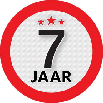 Bellatio Decorations 7 jaar leeftijd sticker rond 9 cm - 7 jaar verjaardag/jubileum versiering
