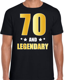 Bellatio Decorations 70 and legendary verjaardag cadeau t-shirt / shirt - zwart - gouden en witte letters - voor heren - 70 jaar verjaardag kado shirt / outfit L