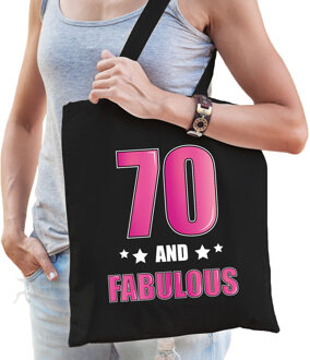 Bellatio Decorations 70 and legendary verjaardag cadeau tas zwart met roze letters voor dames - Verjaardag