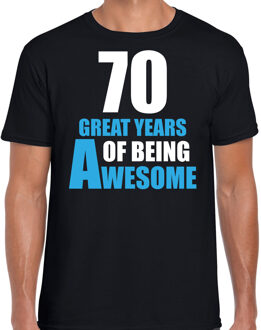 Bellatio Decorations 70 Great years of being awesome cadeau t-shirt zwart voor heren - 70 jaar verjaardag kado shirt / outfit 2XL