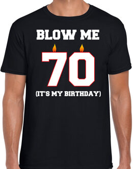 Bellatio Decorations 70 jaar cadeau t-shirt blow me its my birthday - zwart - heren - 70ste verjaardag kado XL