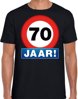 Bellatio Decorations 70 jaar geworden - Stopbord - verjaardag t-shirt - zwart - heren - Happy Birthday - kleding