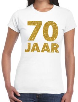 Bellatio Decorations 70 jaar goud glitter verjaardag/jubileum kado shirt wit dames XL