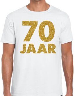 Bellatio Decorations 70 jaar goud glitter verjaardag/jubileum kado shirt wit heren