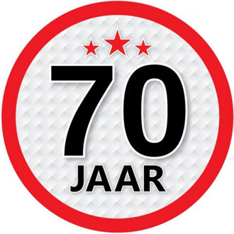 Bellatio Decorations 70 jaar leeftijd sticker - rond - Dia 15 cm - 70 jaar verjaardag - jubileum - leeftijd versiering Multi