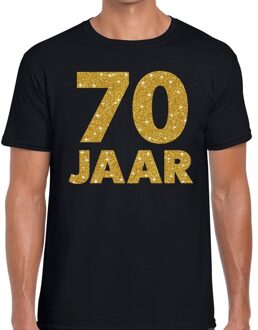 Bellatio Decorations 70 jaar verjaardag t-shirt - gouden glitter letters - jubileum - cadeau shirt - zwart - heren