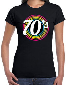 Bellatio Decorations 70s / seventies verkleed t-shirt zwart voor dames - 70s, 80s party verkleed outfit 2XL - Feestshirts